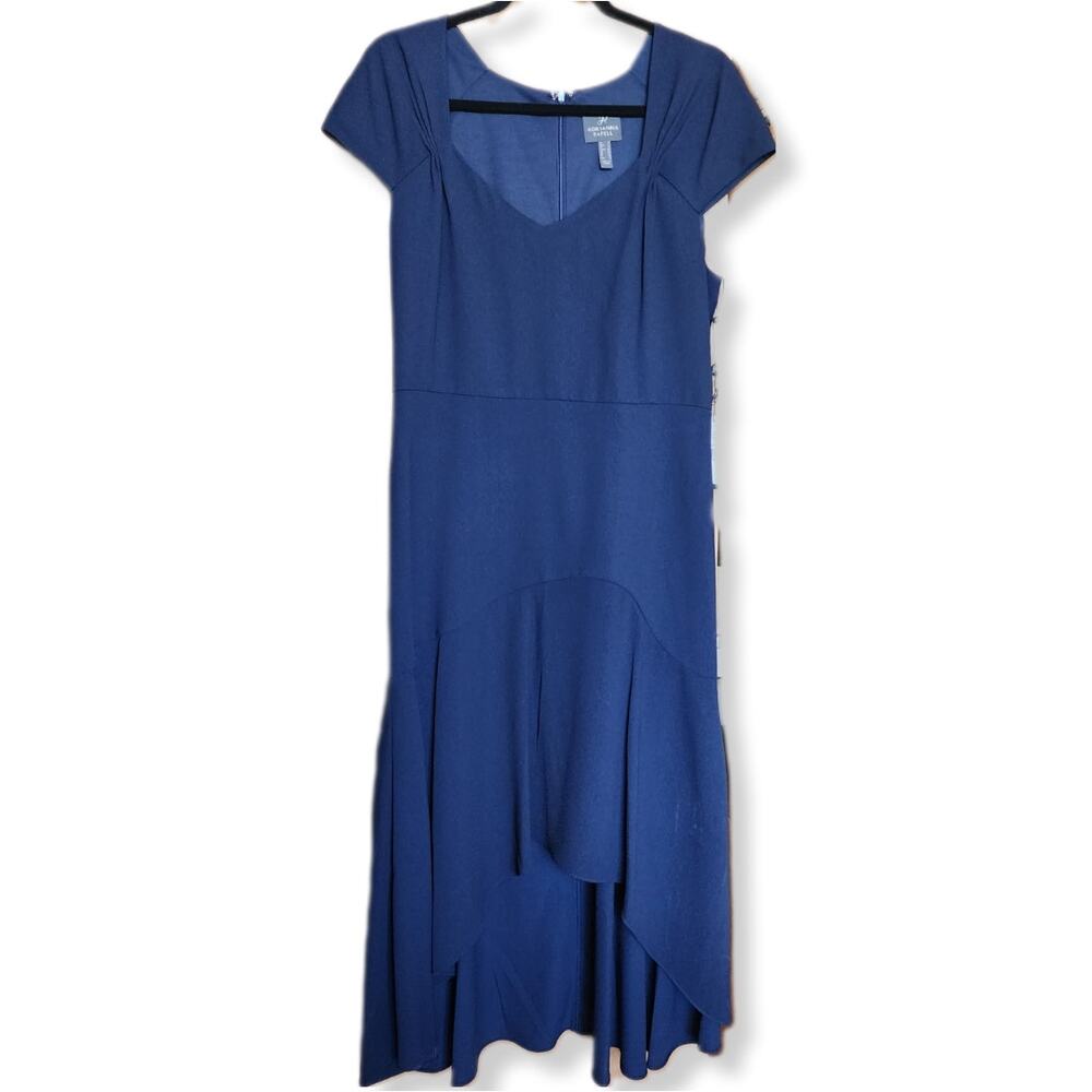 Adrianna Papell Divine Crepe High Low Dress Midnight Navy Blue Womens 12
